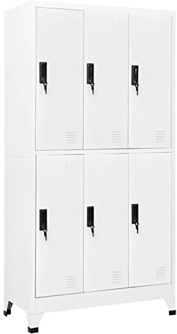 IKAYAA Spind Schrank Schließfachschrank mit 6 Fächern Metallspind Metallschrank abschließbar Büroschrank astahlschrank Spind Umkleideschrank -Weiß-mit 6 Schließfächern