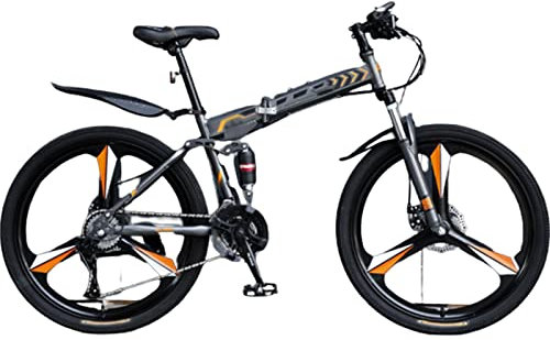 FLNOZAMZ Faltrad Erwachsene, Vollgefedertes MTB-Faltrad aus Kohlenstoffstahl, Faltrad für Herren/Damen, Muti-Farben (orange 27.5inch)