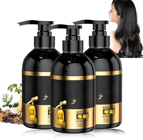 Ginseng Extract Root Nourishing Shampoo, Japanese Hair Care, Ginger Plant Extract Anti-Hair Loss Formula for Stronger, Thicker (3PC)