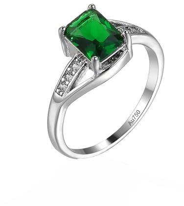 KnSam Echt Gold Schmuck Freundschaftsringe Weißgold 750, Peridot Simple Elegant Ring Partnerringe Grün, 18K Hochzeitsring mit Moissanit, Gr.67 (21.3)