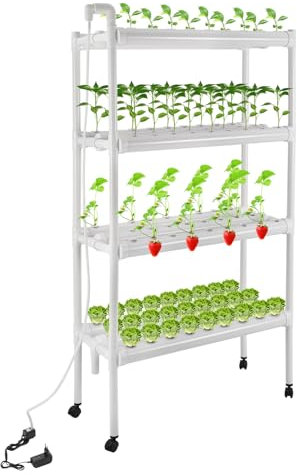 Hydroponische Anzuchtsets 4 stufige Pflanzregal mit 108 Pflanzlöchern Hydroponics Growing System Hydroponic Grow Kit Mit Zeitschaltuhr,für Obst und Gemüse