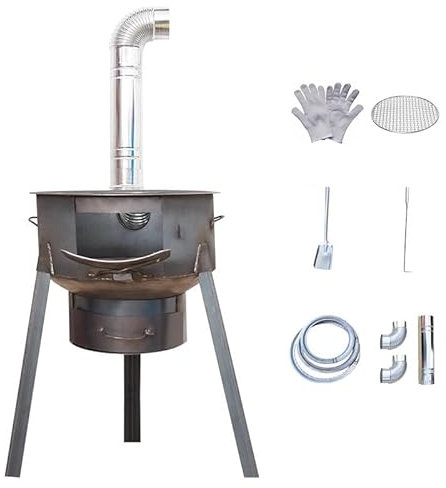 ERSINIAN Stufa a Legna per Tenda, fornelli da Campeggio, con Tubo di Scarico, Stufa Mobile da Campeggio, Fuoco Staccabile Portatile Multifunzionale per Pesca, Riscaldamento e Cucina (58 cm)