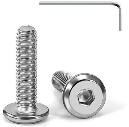 Tunejoy Tornillos de Cabeza Plana M4 x 16 mm Tornillo de Cabeza Hexagonal de Acero Inoxidable A2 V2A Perno de Muebles con llave Allen Rosca Completa 20 Piezas