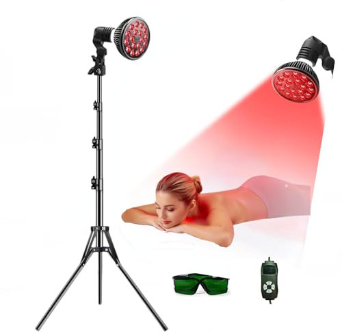 Lampe de luminothérapie rouge avec lumière proche infrarouge 660 nm et 850 nm, ampoule chauffante E27 pour le visage, le dos, le cou, le corps et la taille,soulageant la douleur,avec support de bureau