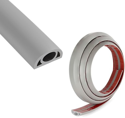 Protezioni per Cavo a Pavimento Autoadesiva, Canalina per cavi Autoadesiva 20 mm (L) x 10 mm (A) x 3 Metri di Lunghezza, Canalina Passacavi Calpestabile, Grigio