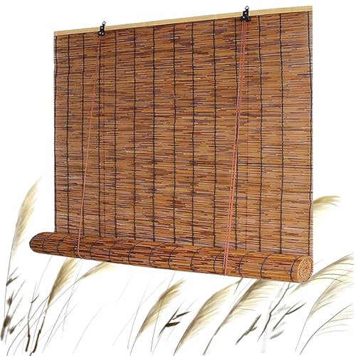Tende A Rullo In Bambù Da Esterno, Tenda Bamboo, Protezione Solare E Della Privacy Per Porte E Finestre, Tenda Bambu 70% Oscuramento Cortina Di Bambù, Larghezza 50-150 CM(44Wx84H(110cmx210cm))