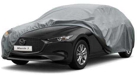 Kayme Robustes Autoabdeckung Wasserdicht Atmungsaktiv Passend für Mazda 3(2006-2025), Vollgarage Autoplane für Regen Sonne Staub Schutz, Auto Abdeckplane Faltgarage Abdeckung(3-7 Tage liefern)