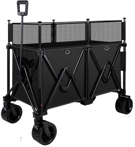 HYKJCSS Chariot à roulettes Wagon Pliant Grand Chariot De Jardin Portatif Extérieur Chariot De Sable avec De Grandes Roues Poignée Réglable pour Le Camping Chariot Plage Transport