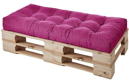 HJZPWB Tela de Lino Cojin Banco 8 cm de Grosor Cojines para Banco Estilo Capitoné Cojin para Banco Exterior Antideslizante Colchoneta Tumbona Grueso Cojin Sofa Exterior,Rosado,140 * 45 * 8cm