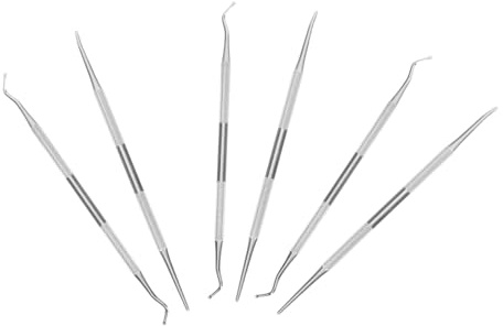 PACKOVE 6piezas Kit Herramientas Limpiar Uñas Encarnadas Removedor Cutículas Cucharas Ranuras Acero Inoxidable