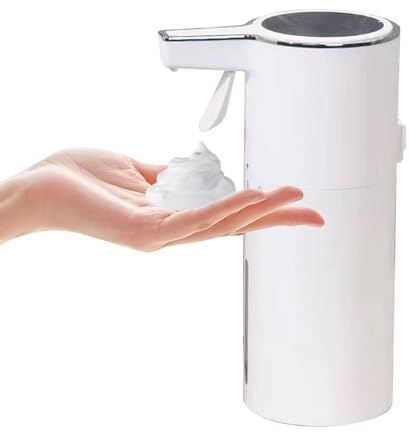 Dispensador de jabón eléctrico automático de espuma con sensor táctil, 400 ml, gran capacidad (blanco)