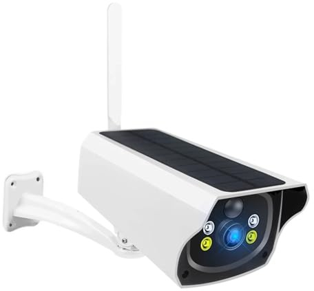 KVBRUI Telecamera IP Solare 4G 1080P Telecamera alimentata a Batteria con Pannello Solare Telecamera di Sicurezza Solare Telecamera IP Solare for Esterni con rilevamento del Movimento PIR(4G Cam)