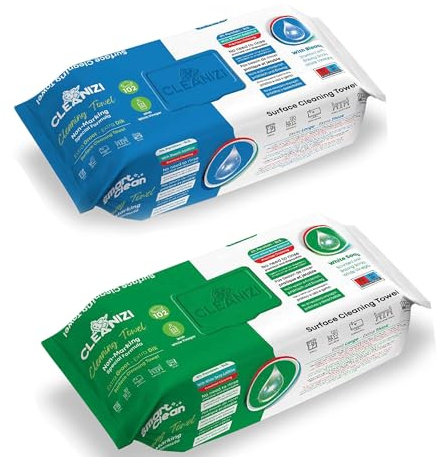 Cleanizi Reinigungstücher Extra dickes und Extra Großes Feuchttücher Oberflächenreinigung Set für Fußboden Küche Badezimmer – nicht Abfärbender Spülfreier Formel – Gemischt 4 Packungen