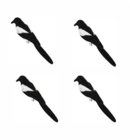 HouseVibe 4 Stück Kunststoff Elster Vogel Lockvogel Jagd Garten Vogelscheuche 38x9x9cm Vogelschreck Schädlingsbekämpfung