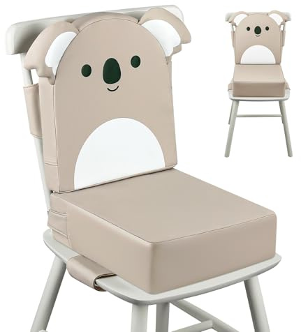 Wooshwa Rialzo seduta sedia per bambini, 10 cm, PU lavabile, cintura di sicurezza regolabile, cuscino per sedia bambini - Koala Kaki