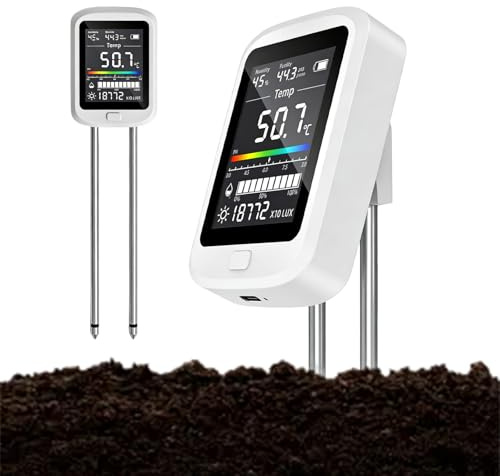 Misuratore digitale del terreno GOEDCH 6 in 1: misuratore di pH del terreno per umidità del terreno, valore del pH, contenuto di nutrienti, temperatura, intensità luminosa e umidità ambientale, misura