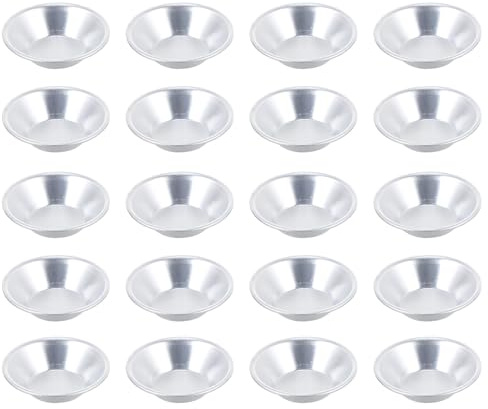 Veemoon 20 Moldes para Tartaletas de Huevo de Aluminio Moldes para Hornear Cupcakes y Pudines Tamaño Pequeño Aptos para Horno y Repostería Casera Set de 20 Unidades para Cocina y