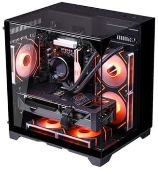 Yarryuter PC Case Sea View Room Gaming Computer Desktop M-ATX Motherboard Double-Sided Tempered Glass PC Gamer Cabinet