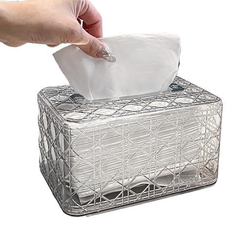 Caja de Pañuelos Caja de pañuelos con diseño Enredadera Clara, Caja Papel Resorte for Levantar la Sala Estar, decoración Mesa for el baño(Transparent)
