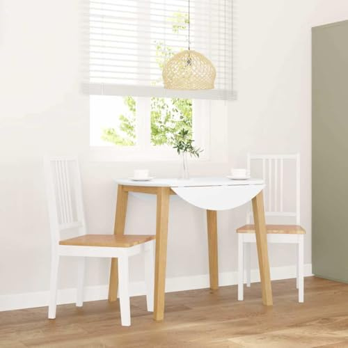 GeenYuu Esszimmerstühle 2 STK Weiß Massivholz Gummibaum Holz Modern Küchenstuhl für Esszimmer Wohnzimmer Robustes Design Ergonomisch Komfortabel