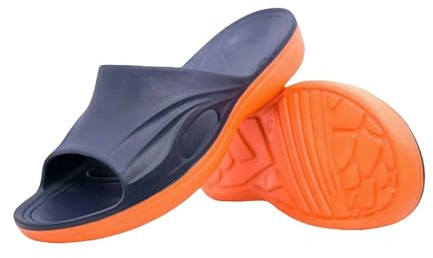 Ciabatte Uomo Grande Taglia 49 50 51 52 Pannelli in Gomma da Spiaggia Uomini Scivoli Scarpe Estive Casa Interno Morbida Comodo Confortevole-Arancia Grigia-50(Arancia Blu,48 EU)