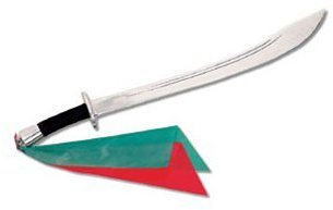 AWMA Standard Chinese Broadsword, 32 Ambidextrous, Aluminum Blade with Green, Red Sashes