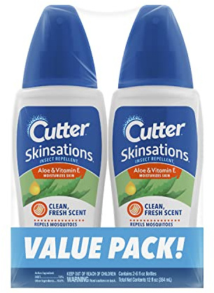 Cutter Skinsations Insect Repellent, Repels Mosquitos, Ticks, Gnats, Fleas, 7% DEET, 12 pack, 6 fl Ounce (Pump Spray)