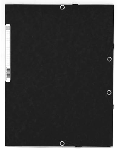 Exacompta – Ref 55300E – paket med 10 elastiska mappar 3 flikar glänsande kort 355 g/m kvm A4 Svart