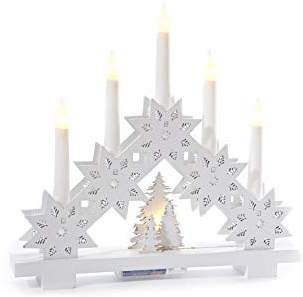 Heitmann Deco Wooden LED Light Arch, Mood Lighting Candle Arch, Illuminated Christmas Decoration, White, for Indoor Use