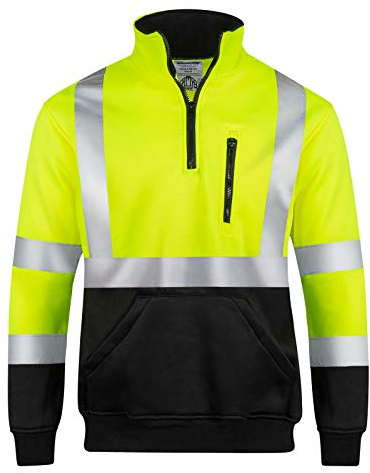 JORESTECH Hi-Visibility 1/4-Zip Safety Sweater, ANSI/ISEA Compliant Reflective Work Pullover, 100% Polyester