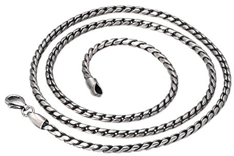 Collana con Catena a Corda in Argento Sterling 925 Vintage per Uomo Donna 2.5mm 18-30 Pollici