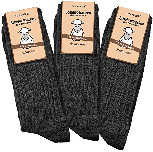 normani 3 Paar warme Schafwollsocken 100% Schafwolle für Damen und Herren - Wintersocken Wollsocken Norwegersocken Gr. 35-50