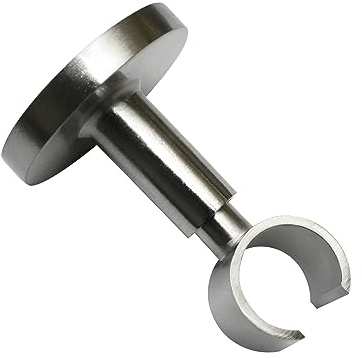 GARDINIA Deckenträger für Gardinenstange, Mit Metallmontageplatte, 1-läufig, Offen, Inkl. aller Montage-Teile, Serie Chicago, Ø 20 mm, Edelstahl-Optik
