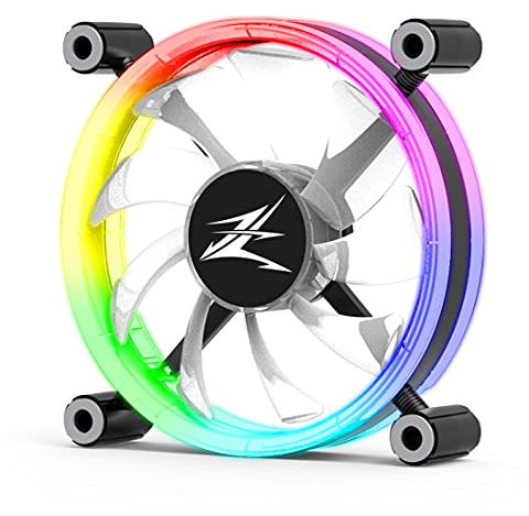 Zalman ZM-LF120 ARGB Lüfter 120mm Leise - PWM Lüftersteuerung 800-1500 U/Min - Kühler PC Gehäuselüfter RGB - Case Fan 120mm mit Lichtsteuerungssoftware - schwarz