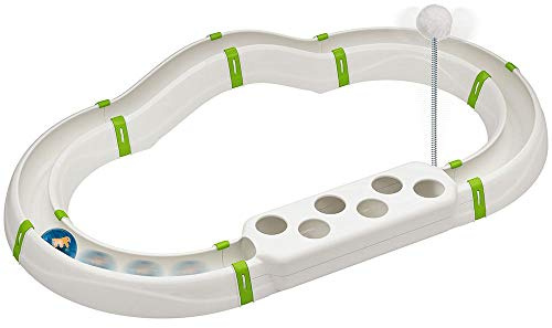 Ferplast Juguete Interactivo para Gatos Labyrinth Circuito Juguete para Gatos con Resorte, Bola Luminosa incluida, 72 x 40 cm