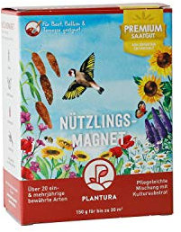 Plantura Nützlingsmagnet, 150 g, Premium-Saatgut für Nützlingswiese, ein- & mehrjährige Blumenmischung für Beet & Topf