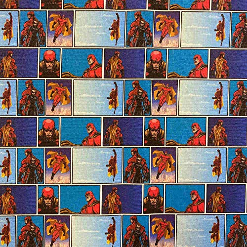 Kt KILOtela - Patchwork-Stoff - Digitaldruck - 100 % Baumwolle - Patchwork 100 cm Länge x 140 cm Breite | Superhelden, Comic - Blau, Rot - 1 Meter