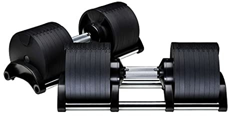 2 x 32 kg verstellbare Hanteln, massiver Stahl, silberfarben, Gewichtsset, erschwingliche Hanteln, verstellbare Gewichte, platzsparend, Hanteln für Zuhause, 64 kg (32 kg x 2)