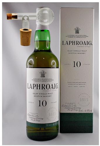 Laphroaig 10 Jahre Islay Single Malt Whisky + 1 Glaskugelportionierer zum feinen Dosieren