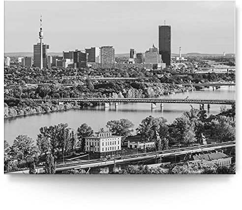 Wandbild Skyline Wien schwarz/weiß - 200cm x 150cm Leinwand auf 4cm Keilrahmen