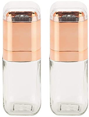 FURUIWUFENG Pepper grinder Fashion Salt and Pepper Grinders Premium Glass Bottle Salt and Pepper Shakers with Ceramic Spice Grinder （Gold/180ml ） Pepper blender (Color : 2pcs)