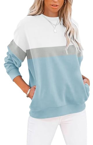 TICTICMIMI Women's Casual Crewneck Sweatshirts Cute Loose Fit with Pockets