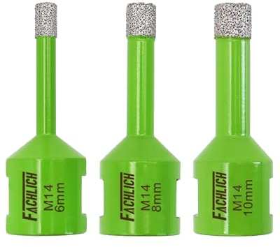 FACHLICH Diamond Drill Core Bits Set 6/8/10mm Tile Hole Saw Kit Vacuum Brazed M14 Connection for Tile Porcelain Granite Marble