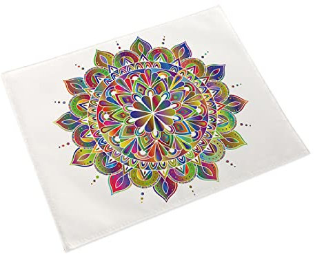 Manteles Individuales Mandala Verde Salvamanteles Individuales Algodón Lino Lavable Individuales Mesa Resistente al Calor Bajoplatos Tapetes para Mesa Bajoplatos 30x45cm 4 Pcs