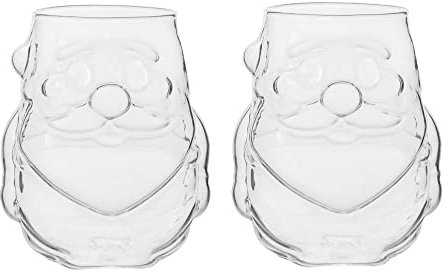RockTrend Becher aus Borosilikatglas, Weihnachtsmann-Form, klar, Teetasse, Saftbecher, Milchbecher, 2 Stück