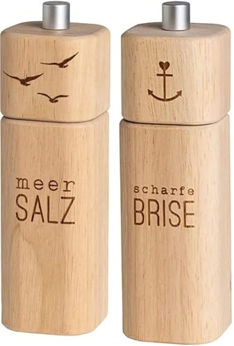 Salzmühle 'Meer Salz' + Pfeffermühle 'scharfe Brise' Set - Räder Design