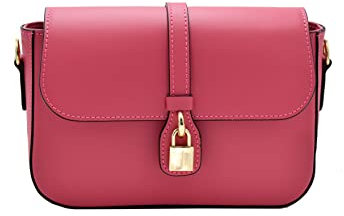 KristyX, Bolso bandolera de piel auténtica Ruga, 7065, fucsia