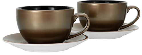 Creatable, 25850, Série GOLDEN DAYS noir, tasses à café bistrot, ensemble cappuccino 2 pièces.