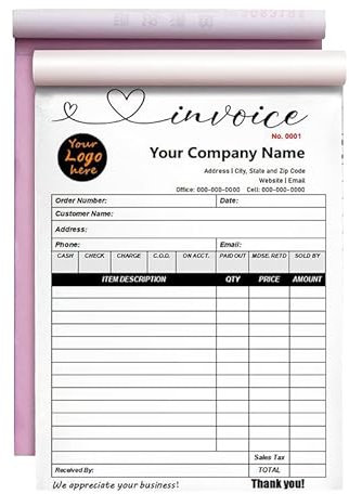 Custom Carbonless Sales Rechnungsformular Bücher für kleine Unternehmen, personalisiertes NCR 2-teiliges Quittungsbuch mit Carbon-Kopien, Cover hinzufügen Firmenname, Adresse und Nummer gedruckt