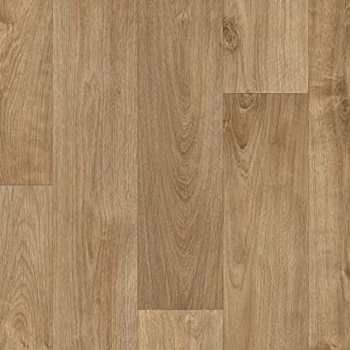 PVC Bodenbelag Meterware Eiche Natur | Vinylboden Meterware in 3 m Breite ideal für Wohnzimmer | PVC Bodenbelag in Holzoptik braun (3 m x 5 m)